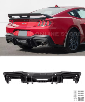 Performance Style Rear Bumper Diffuser For 24-Up Ford Mustang S650 Matte Black