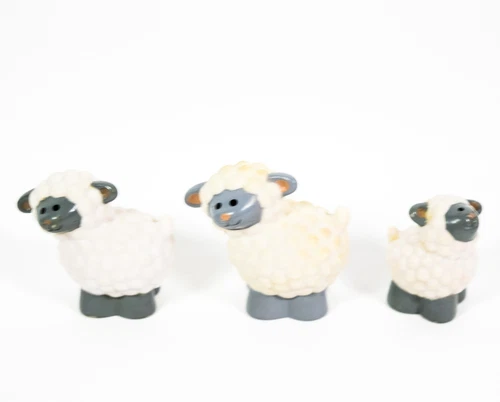 Vintage 1990s Fisher Price Little People 3 Gray and White Sheep for Barn