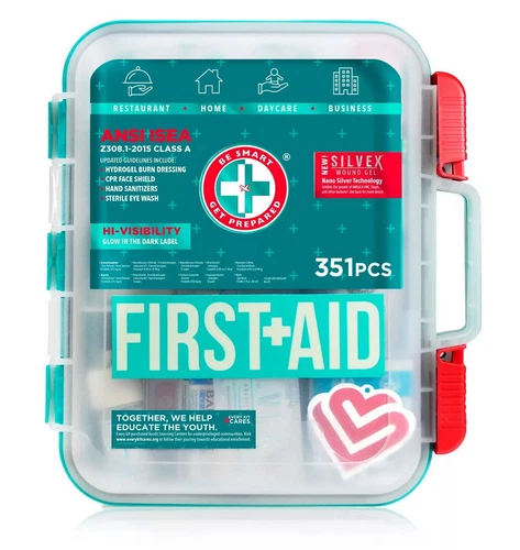 351 pc Emergency First Aid Kit Home Workplace OSHA ANSI Wall Mountable Case