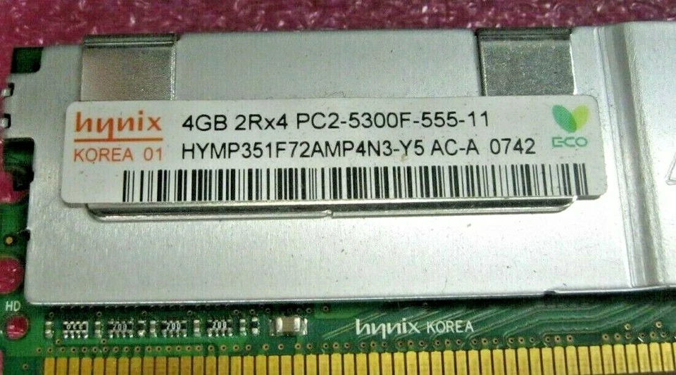 Lot 6 of Hynix HYMP351F72AMP4N3-Y5 4Gb 2Rx4 667MHz PC2-5300F ECC Memory  - Image 3 of 3