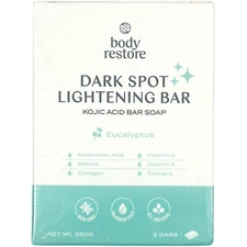 Body Restore Dark Spot Lightening Bar Soap (2 Bar Pack) Kojic Acid Eucalyptus