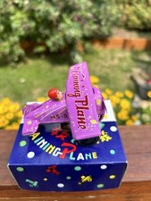 Vintage Tin Lithographed Pink Wind-up Training Plane Airplane MS011 in Box