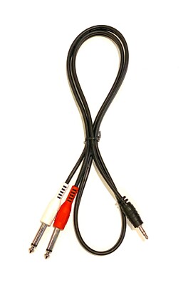 3ft. 3.5mm Stereo Male to 2 x 1/4'' 1/4 inch 6.3mm Male Mono Plugs Y Cable Audio