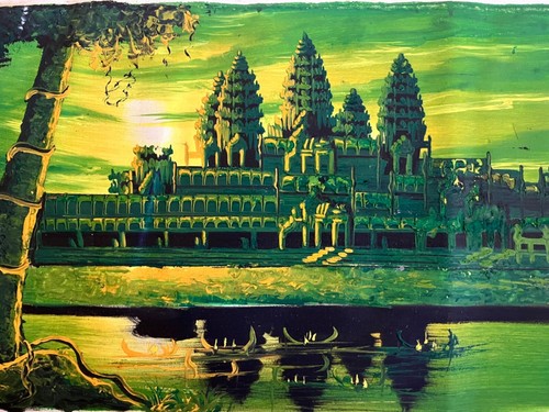 AWESOME CAMBODIAN / KHMER ANGKOR WAT ORIGINAL OIL PAINTING 15.5” X 7.75” AS11 - Picture 2 of 2