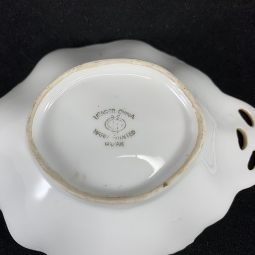 UCAGCO China Trinket Ring Dish Handpainted Japan Hibiscus Flower Gold Trim - Picture 6 of 7