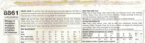 Simplicity 8861 Jessica McClintock  Junior Size Strappy Dance Prom Dress Pattern - Picture 3 of 4