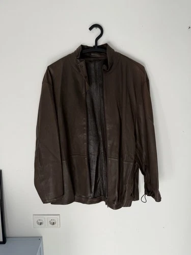 Burberry Prorsum Men's Leather Jacket Brown College Jacket Stand Collar Size 54 Vintage video thumbnail