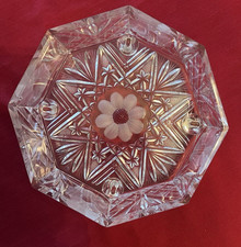 Vintage Heavy Crystal Octagon Footed Candy Dish Cut Glass 8" diameter 4" tall