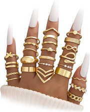   25 Pcs Gold Knuckle Ring Set for Women   Chunky Stackable Finger  Midi Rings