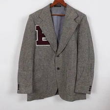 Vintage 60s Tweed Jacket Sports Coat College Letterman Brown B Size 44 Confetti