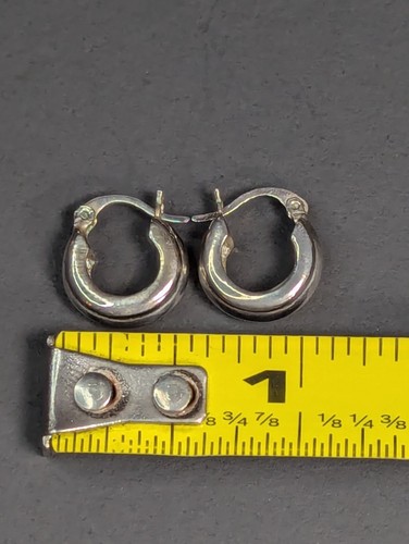 Sterling Silver Huggie Earrings Hoop Pierced 925 Thailand - Picture 15 of 24