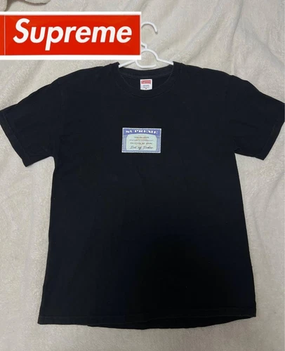 T shirt noir homme Supreme logo sécurité sociale taille M avec autocollant