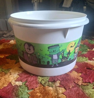 Tupperware Halloween Trick or Treat Bucket Canister Monsters Storage Decoration 