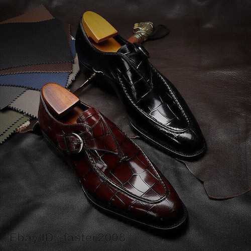 Zapatos de monje informales de oficina de negocios formales de cuero PU imitación punta cuadrada para hombre - Imagen 4 de 9