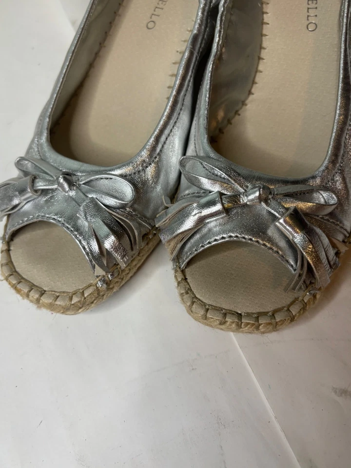 Tignanello TGNAIF3 Wedge Espadrilles Tan Silver Size 6.5M Peep Toe Comfort - Image 3 of 4