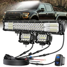 20inch LED Light Bar Combo Spot Flood + 2x4" Pods Kit For Truck Offroad Jeep SUV