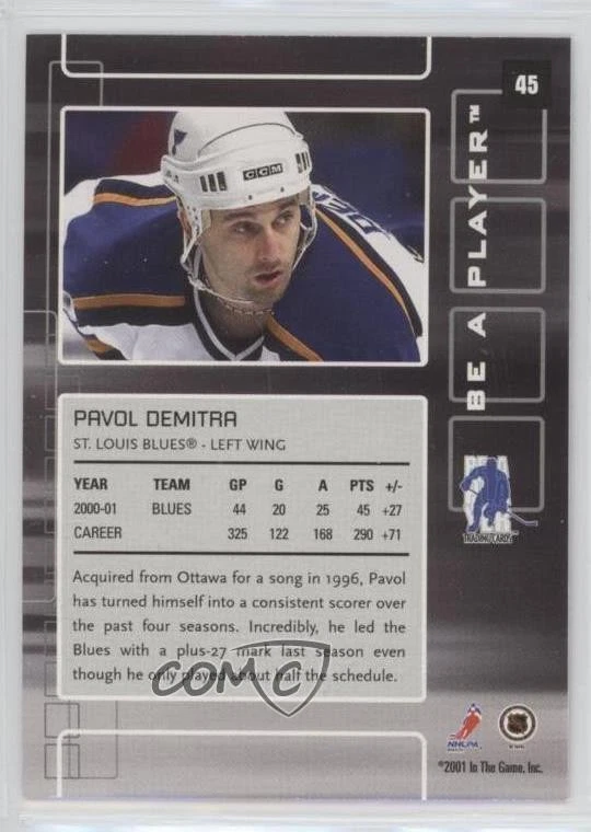 2001-02 ITG Be A Player Memorabilia Ruby Spring Expo /10 Pavol Demitra #45 - Image 2 of 2
