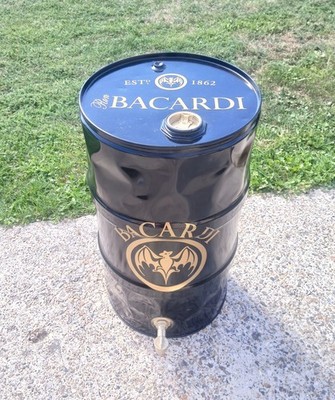 BACARDI Dekokanister Metall schwarz mit Wasserhahn Typ Fass, 1 Stück