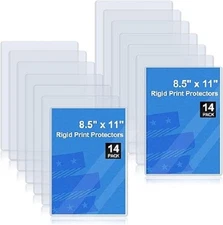Rainmae 14 Pack 8.5" x 11" Rigid Print Protectors, Clear Waterproof Hard Plas...