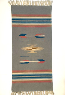CHIMAYO LOOM WOOL PICTORIAL BLANKET WITH ARROW DESIGN EXCELLENT C1950 NR!