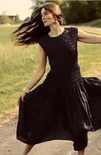 J.Crew Black Maude Drapey Viscose Twill Sleeveless Women Dress Stretchy Size XS