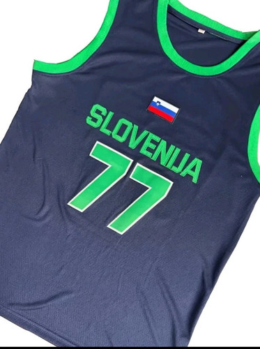 Luka Doncic Slovenia #77 Jersey Men sz XL Navy Blue Sewn Logos Brand New In Bag - Picture 3 of 3