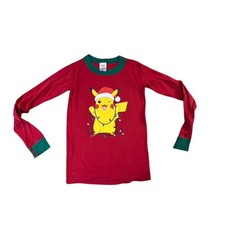 Hanna Andersson X Pokemon Red Green PIKACHU Pajama Top Youth Size 8