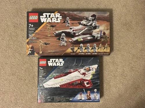 LEGO Star Wars Republic Fighter Tank Set 75342 & Obi-Wan Kenobi's Jedi 75333 CIB