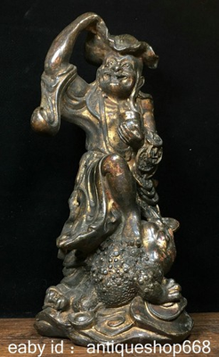 #ad 8quot; Ancien bronze chinois Feng Shui Liu Hai joue Jin Chan Toad Luck Statue EUR 170.00