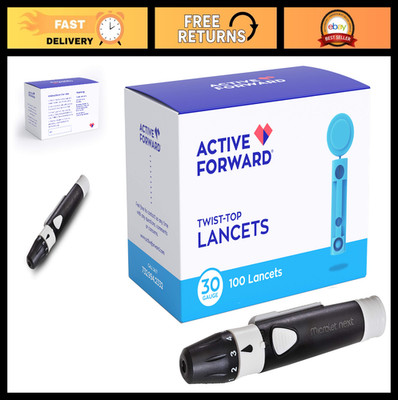 Lancing Device with 100 Active Forward 30G Lancets for Blood Glucose Testing
