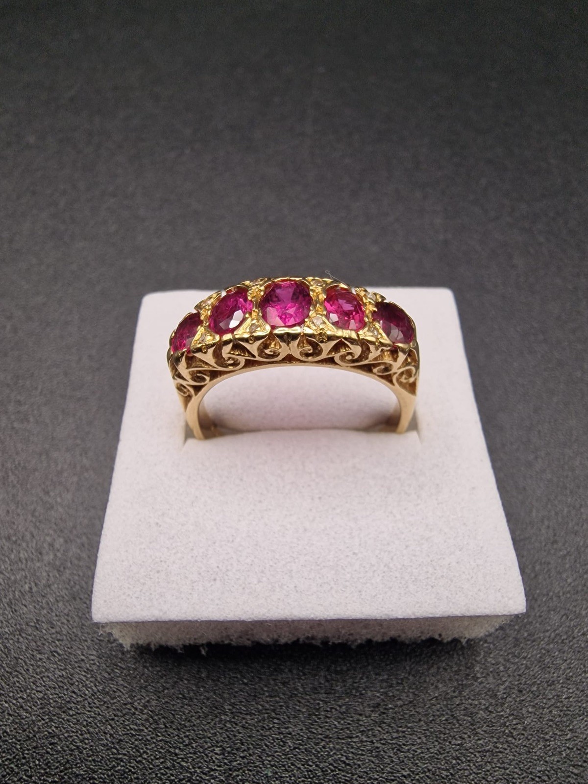 Antique 18ct Gold Ruby Diamond Ring Victorian Cir… - image 1