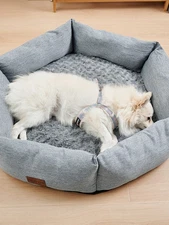 Rose Velvet Hexagonal Dog Bed For Small Medium Large Dogs,Durable Calming Down D