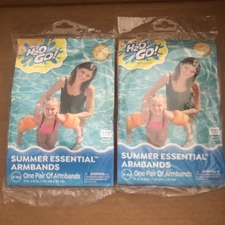 2 Lot H20 GO! Inflatable Swim Armbands Ages 3-6 Orange Dolphin Pool Float Kids