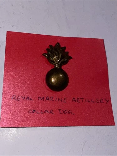 WW1 Royal Marine Artillery (RMA) collar badge or "collar dog” - Flaming Grenade