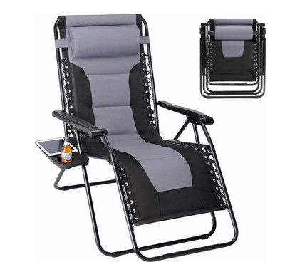 Simenmax Zero Gravity Chairs, 400 lbs Heavy Duty Foldable Patio Recliner with Ad
