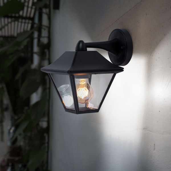 Hauswandlampe Wandleuchte Laterne Wandlampe Landhaus Wetterfest Eingang Glas E27-image
