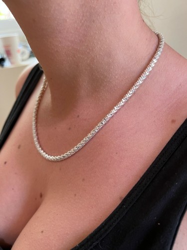 Real 925 Sterling Silver Diamond Cut Sparkle Ice Rope Chain Necklace 3-5mm ITALY - Picture 7 of 16