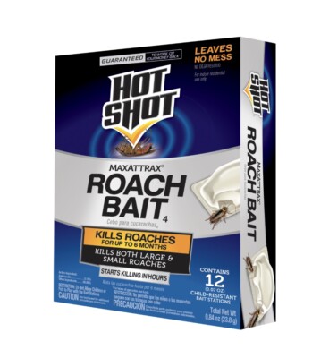 12-Pack HOT SHOT Maxattrax Roach Bait Stations Kills Large & Small Roaches