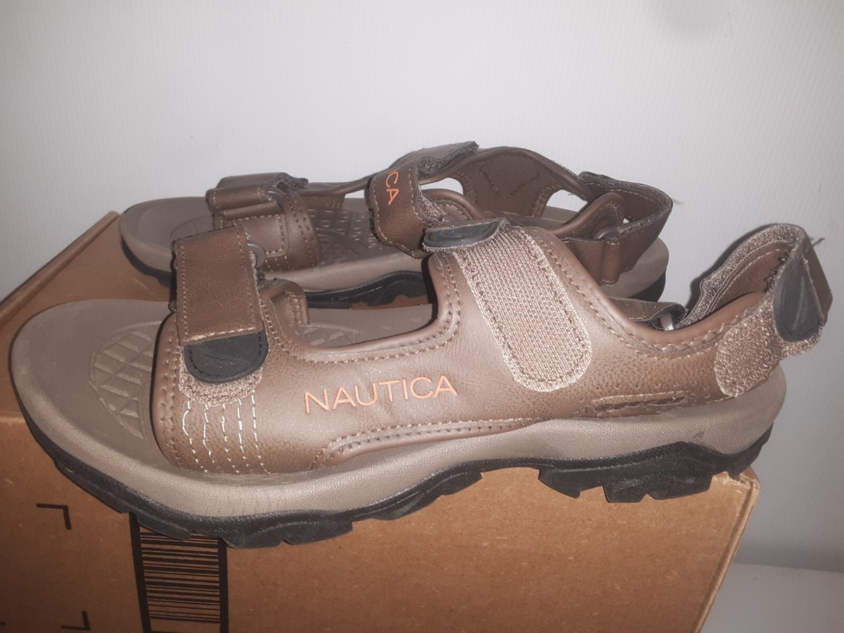 New! Nautica Men's Senecca Strap Open Sandals Brown US Size 11