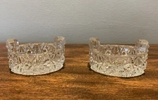 EAPG: 1880s:  2 Glass Oval Daisy & Button Open Salt Cellar Dishes