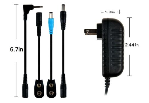 9V 1A Power Supply Adapter With 8 Way Pedal Cable Connector Guitar Pedal Charger - Picture 2 of 4