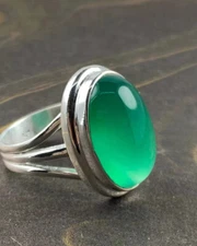 Green Onyx Gemstone 925 Sterling Silver Handmade Ring Gifts Jewelry R-1358