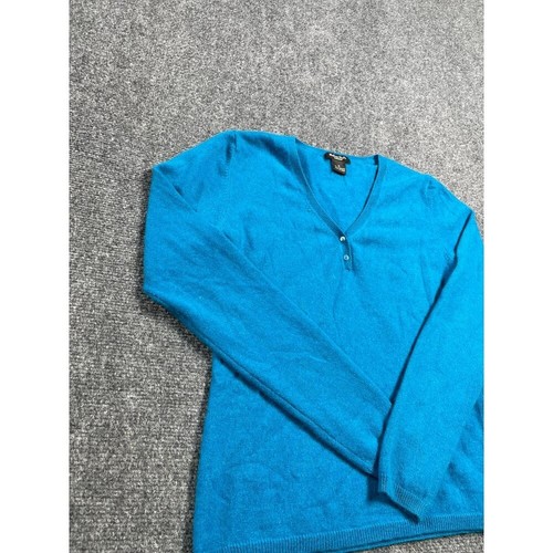 Madison Studio Women's Blue Sweater Cashmere Long Sleeve V-Neck Pullover Size M - Picture 2 of 16