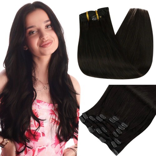 Full Shine 7 Stück 120g Clip in Hair Extensions Echthaar Double Weft Remy - Bild 33 von 37