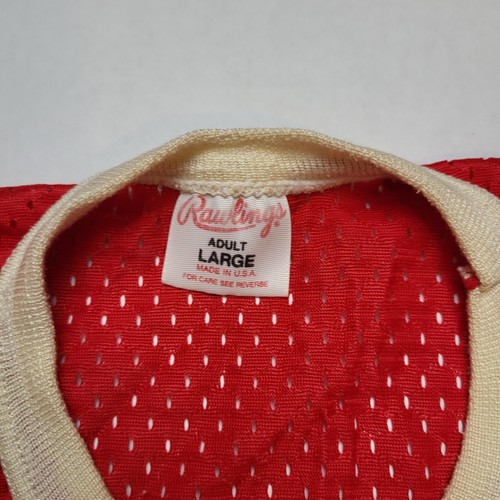 Vtg W.S. Ruhl Corp Mesh Jersey Shirt Mens L Rawlings Red USA 80s G86 - Picture 3 of 4