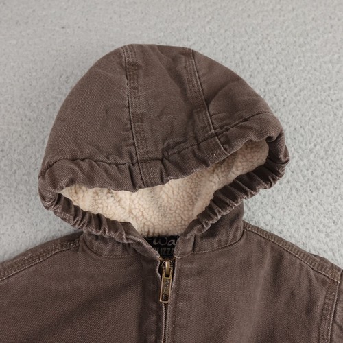 WALLS Blizzard Pruf Jacket Youth XS 4/5 Brown Canvas Duck Full Zip Hood Lined - Picture 6 of 13