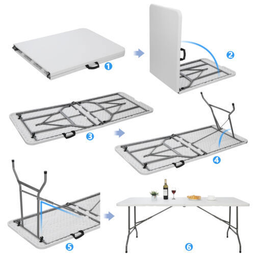 Folding Table Indoor Outdoor Picnic Camping Table w/Handle Portable 3/4/6/8 FT - Picture 28 of 62