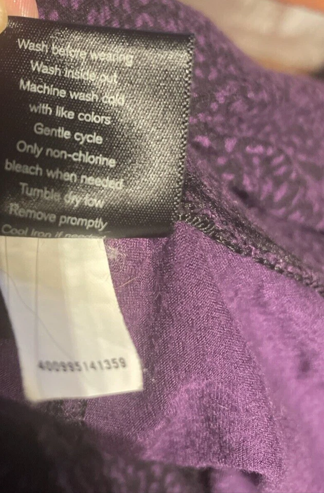 Брюки для отдыха женские Apt 9 эластичные на талии без застежек черные и фиолетовые размер M - Изображение 4 из 4