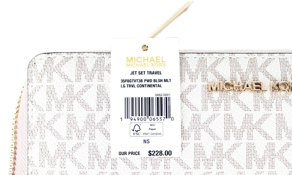 Michael Kors Large Continental Wallet Signature White Pink