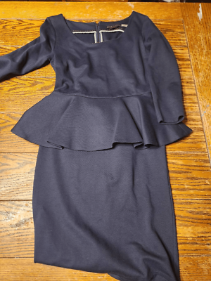 Alice + Olivia Black Long Sleeve Peplum dark blue Dress Size 6 | eBay